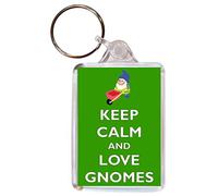 Baked Bean Store Keep Calm and Love Gnomes - Double Sided Large Keyring Key Ring Fob Chain Name Tag