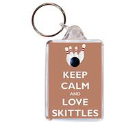 Baked Bean Store Keep Calm and Love Skittles - Double Sided Large Keyring Gift/Present Name Tag Souvenir