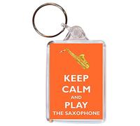 Baked Bean Store Keep Calm and Play Saxophone - Double Sided Large Keyring Key Ring Fob Chain Name Tag