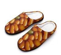 Baked Beans Food Men's House Slippers Memory Foam Washable Cotton Slip on Home Shoes