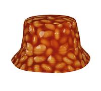 Baked Beans Pattern Bucket Hat Fisherman Hats Wide Brim Packable Outdoor Summer Travel Beach Cap for Women Men Black