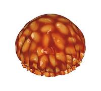 Baked Beans Pattern Shower Cap,Nightcap Double Layer Waterproof Elastic Bath Cap Reusable Bathing Hair Cap