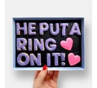 Baked by Steph - He Put A Ring On It! Engagement Gift Letterbox Message Iced Cookies