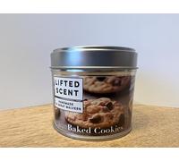 Baked Cookies Scented Candle - Double Wooden Wick, 20cl Tin with Protective Lid - Vanilla Sugar, Coconut & Toffee Fragrance Blend for Warm Bakery Ambiance