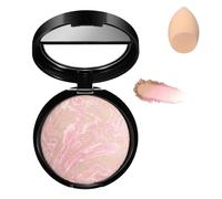 Baked Foundation for Mature Skin, Brighten Color Correcting Foundation Full Coverage for Face, Buildable Light to Medium Illuminating Powder, Lasting Oil-control Shimmer Natural Smooth Makeup