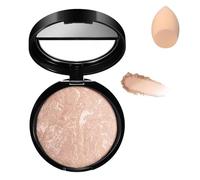 Baked Foundation for Mature Skin, Brighten Color Correcting Foundation Full Coverage for Face, Buildable Light to Medium Illuminating Powder, Lasting Oil-control Shimmer Natural Smooth Makeup