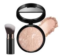Baked Foundation For Mature Skin,Colour Correcting Powder Foundation,Shimmer Brick Pressed Bronzer,Buildable Light to Medium Illuminating Powder,Matte Natural Finish Lasting Oil-contro -03LIGHTBEIGE