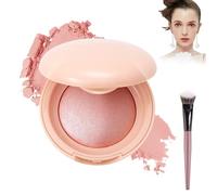 Baked Highlighting Blush, Soft Pinch Glitter Powder Blush, Natural Finish - Buildable Color, Long Last Natural Complexion, Highlight, Shape, Contour for All Skin Tones (01#)