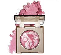 Baked Powder Blush, Buildable Shimmer Brick Blusher, Pearlescent Marbled Compact, Long-Wearing Sweat-Proof Water-Resistant Cheek Makeup for Natural Radiance and Dimensional Finish, #01Pink Rose