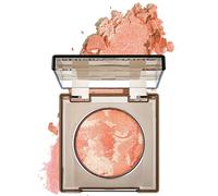 Baked Powder Blush for Mature Skin, Buildable Shimmer Blusher, Pearlescent Marbled Compact, Lightweight Cheek Makeup for Natural Radiance & Soft Peach Glow, #03 Sunlit Peach