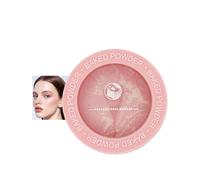 Baked Powder Blusher for Cheek, Light Pink Silky Blendable Buildable Shimmering Blush Makeup Palette, Pink Highlighter Powder Natural Flush for Women