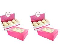 Baked with Love 6/12 Cupcake Box, Twin Pack, Pink Sprinkles Display Box & Windowed Pink Sprinkles Case to Present Tasty Treats, Includes Dual Insert for 6 Standard Cupcakes or 12 Mini Cupcakes