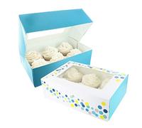 Baked With Love 650211 6/12 Cupcake Box, Twin Pack, Teal Confetti & Teal Windowed Cupcake Boxes to Carry Tasty Treats, Includes Dual Insert for 6 Standard Cupcakes or 12 Mini Cupcakes, Pack of 2 Boxes, 50.0 mm*120.0 mm*240.0 mm