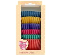 Baked with Love Brights Cupcake Cases, 50 mm Baking Cups, Red, Blue, Green, Yellow, Purple, Orange, Greaseproof Paper, Single Use, Pack of 150, 0686968