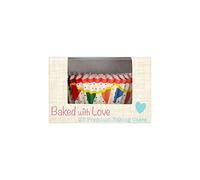 Baked with Love Bunting Cupcake Cases, Foil Baking Cups, Greaseproof Cupcake Cases, Multicoloured for Parties, Celebrations - Pack of 25, 0650014