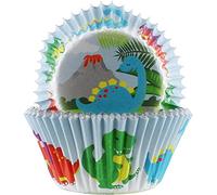 Baked with Love Dinosaur Baking Cases, 50mm Foil Lined Baking Cups, Greaseproof Cupcake Cases for Birthday, Celebration, Party, Pack of 25, Blue, 0686972