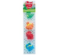 Baked with Love Dinosaur Cupcake Decorations, Bright and Colourful Handmade Edible Sugar Pipings For Cakes - Pack of 12 (0650132)