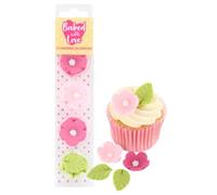 Baked with Love Flower & Leaf Cupcake Toppers - 12 Pack