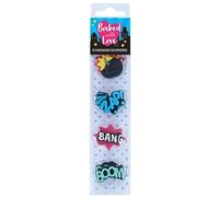 Baked with Love - Handmade Edible Sugar Cupcake Decorations, 10 Pieces - Superhero Sugar Pipings, Multicolour
