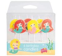Baked With Love Mermaid Cake Candles, Bright Mermaid Birthday Cake Decorations - Pack of 6 Candles, 70 mm