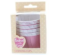 Baked with Love Pink Baking Cups, Cupcake Cases, Greaseproof Baking Cases, Pink - Pack of 12 (0650165)