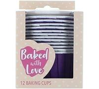 Baked with Love Purple Baking Cups, Cupcake Cases, Greaseproof Baking Cases, Purple - Pack of 12