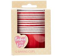 Baked with Love Red Baking Cups, Cupcake Cases, Greaseproof Baking Cases, Red - Pack of 12