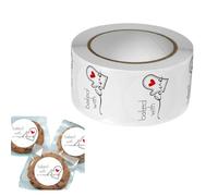 Baked with Love Stickers, 500 Pieces Roll, Round Adhesive Labels for Bakery, Candle Packaging, Handmade Gifts