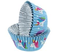 Baked With Love Unicorn Foil Lined Baking Cases, Cupcake Cases, Baking Cups - Blue, 50mm Diameter Base x 37mm Height, Pack of 25