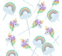 Baked With Love Unicorns and Rainbows Cupcake Picks, Unicorn Cake Decorations, Cake Toppers - 24 Pack