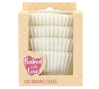 Baked with Love White Cupcake Cases, Baking Cups, Greaseproof Paper Cases for Muffins and Cupcakes, Pack of 100, 50541
