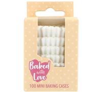 Baked with Love White Mini Cupcake Cases | 30mm | 100 Pack | Greaseproof Paper, 22.5mm Height, Ideal For Bite Sized Fairy Cakes & Mini Muffins