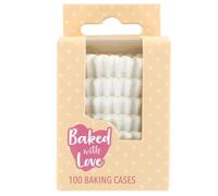 Baked with Love White Mini Cupcake Cases, 30mm Baking Cups, Greaseproof Paper Cases for Mini Muffins, Fairy Cakes, and Cupcakes, Pack of 100, 650542