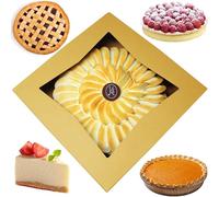 BAKELUV Pie Boxes for 9 Inch Pie | Brown, 12 Pack | 9x9x2.5 Bakery Box with Window, 9x9 Cookie Box, 9 Inch Pastry Boxes with Window Bulk, Cake Boxes, Auto Pop Up