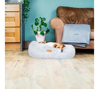 Baker and Bray - Eco Friendly Luxury Calming Donut Dog Bed, Light Grey, Machine Washable (Large 100 cm Diameter 20 cm Rim)