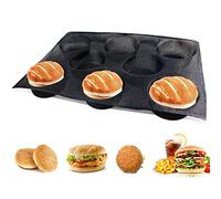 Baker Boutique Silicone Hamburger Bun Mold - 8 Cavity, Non-Stick, Free Breathing, Oven, Microwave, Freezer & Dishwasher Safe, Black