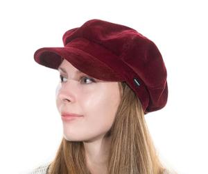 Baker Boy Hat Deep Red Velvet Newsboy Cap Cabbie Flat Cap Shelby Hat by CRAGGI