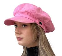 CRAGGI Baker Boy Hat Flat Cap Pink Denim Newsboy Fiddler Cabbie Hat Big Apple Cap