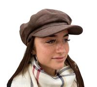 Baker Boy Hat Newsboy Cap Brown Waxed Cotton Showerproof Hat