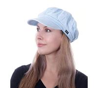 Baker Boy Hat Newsboy Fiddler Cabbie Hat Flat Cap Beret Blue Washed Denim by CRAGGI