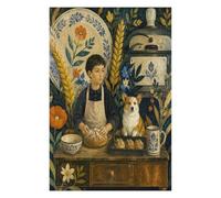 Baker Boy Terrier Jigsaw Puzzle 1000 Pieces in Wood, Logic Game