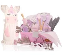 Baker Buddy Unicorn Kids Baking Set with Storage case, Real Working Utensils, Cookie Cutters, and Baking Supplies, Beautiful Unicorn Apron for Kids.
