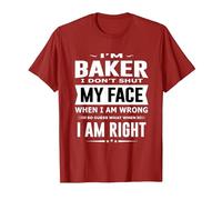 Baker I Don't Shut My Face Men Funny Baker T-Shirt, Men, Cranberry Red, X-Large