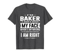 Baker I Don't Shut My Face Men Funny Baker T-Shirt, Men, Dark Heather Grey, 6X-Large