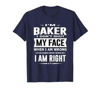 Baker I Don't Shut My Face Men Funny Baker T-Shirt, Men, Navy Blue, Large