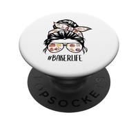 Baker Life Messy Bun Hair baking funny Pastry baker Chef PopSockets Adhesive PopGrip