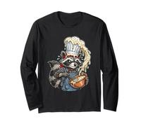 Baker Raccoon Chef Shirt Melting Donut Glaze Trash Panda Mom Long Sleeve T-Shirt