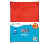 Baker Ross A4 Red Coloured Card Copier Card for Craft and Decoration (Pack of 50, 220gsm)