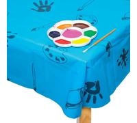 Baker Ross AC773 Blue Tablecover - Pack of 1, 150cm x 150cm, Plastic Waterproof Table Cover, Wipe Clean Party Table Cover