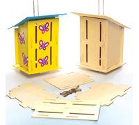Baker Ross AC811 Wooden Butterfly Houses - Pack of 2, Habitats for Children to Make, Decorate and personalize, Creative Craft Set for Kids and STEM Activities 17cm